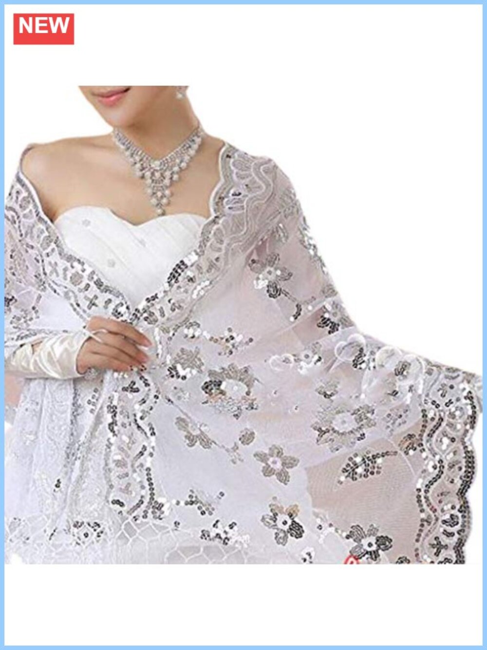 Lace Embroidered Sequin Wedding Shawl Bridal Wrap Cheongsam